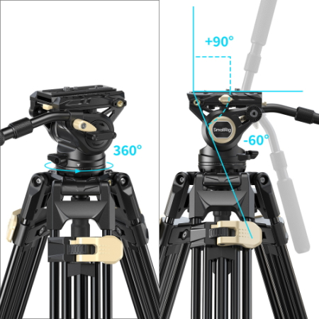 SmallRig 3751P AD-01 Pro - zestaw, statyw z głowicą video (aluminiowy, Heavy-Duty) - płynna regulacja